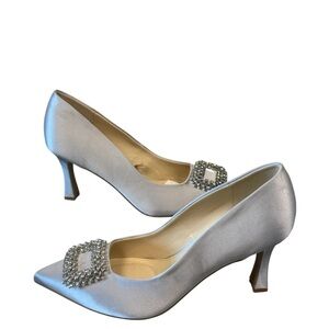 Nine West Women's Jaquee Pointed Toe Embellished Pumps, size 9, silver, NWOT